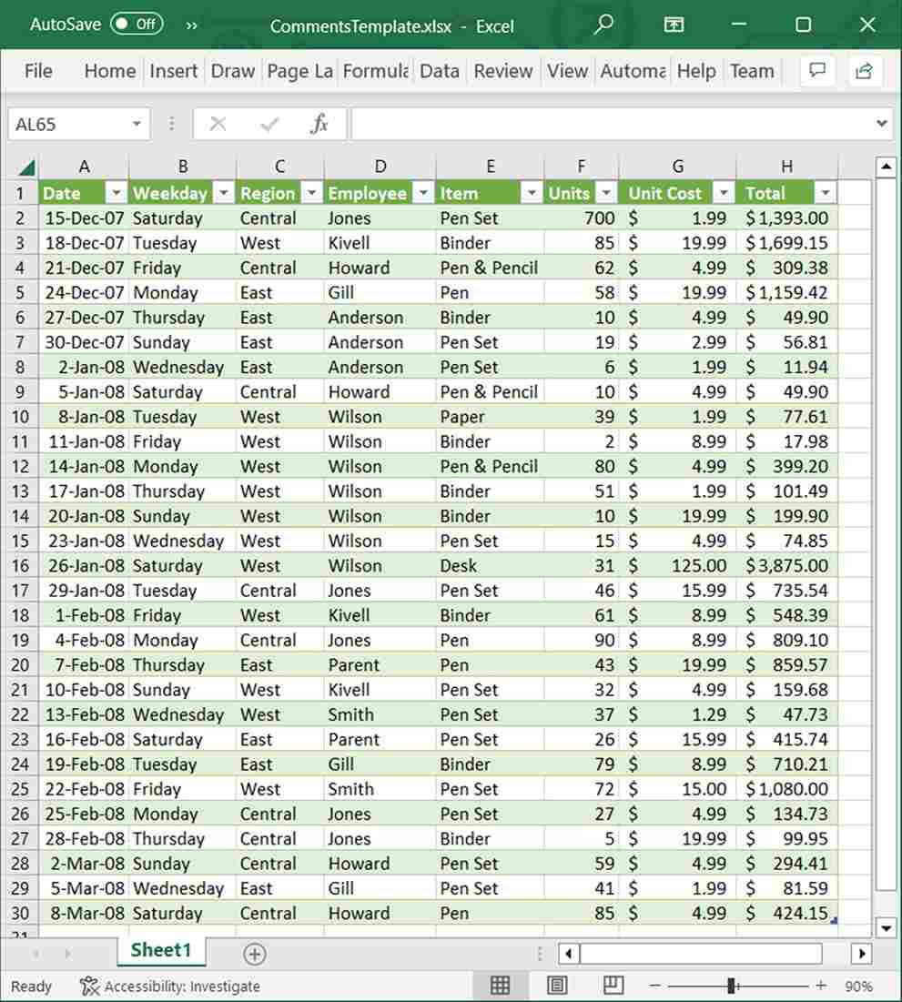 Input excel file.
