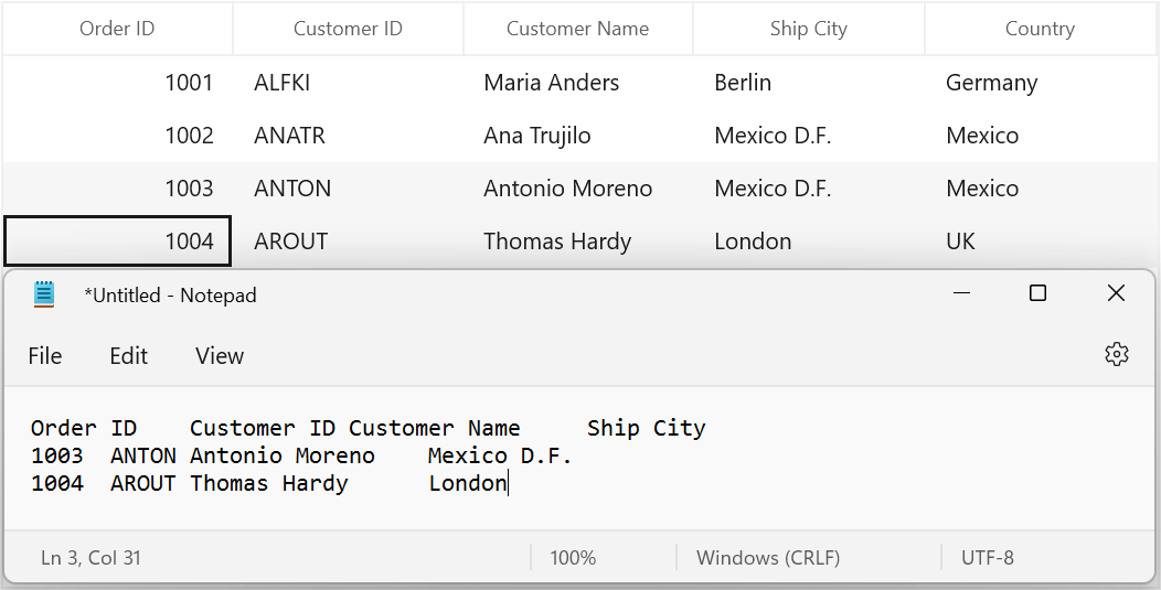 Copy to Clipboard based on Mapping Name in WinUI DataGrid