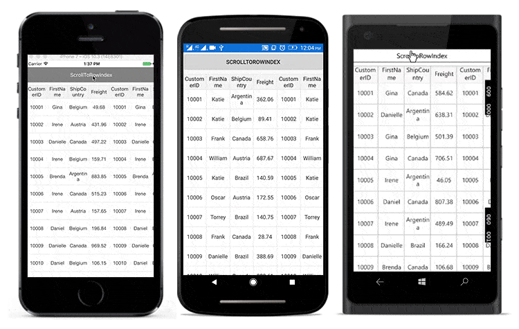 DataGrid with programmatically scrolling to a row